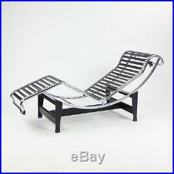 Vintage Original Le Corbusier Cassina LC4 Chaise Lounge Chair Black Leather