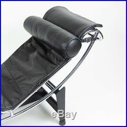 Vintage Original Le Corbusier Cassina LC4 Chaise Lounge Chair Black Leather