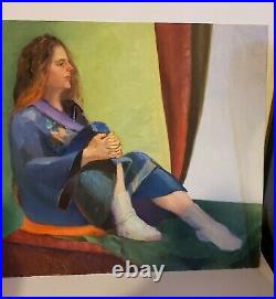 Vintage Original Oil Painting Woman Thinking By Artist Linda Kolar Nice