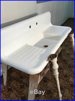 Vintage Original Porcelain Cast Iron Sink with Adjustable Front Legs