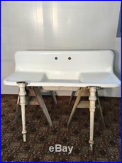 Vintage Original Porcelain Cast Iron Sink with Adjustable Front Legs