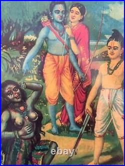 Vintage Original Raja Ravi Varma's Original Print Titled Shurpanakha Framed