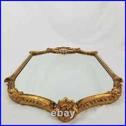 Vintage Pagoda Wooden Carved Chinoiserie Gold Gilded Mirror Chinese Chippendale