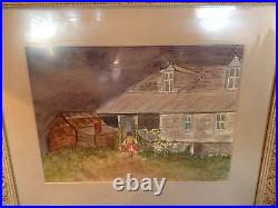 Vintage Possibly Antique Lucie Hagar Signed Watercolor Painting of House