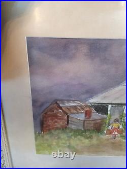 Vintage Possibly Antique Lucie Hagar Signed Watercolor Painting of House