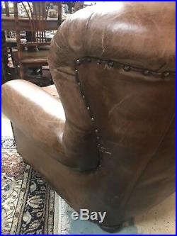Vintage Ralph Lauren Writer's Chair Tufted in Brown Leather Nailhead Trim