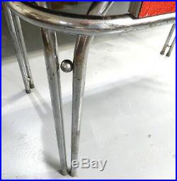 Vintage Retro 1950's Red and White Chrome Formica Table No Middle Leaf