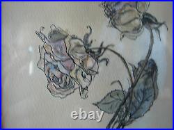 Vintage Semi Antique Watercolor Painting of a Rose