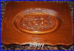 Vintage Solid Walnut Sofa Coffee End Occasional Table Carved Nude Female Tray