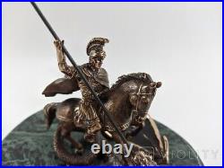 Vintage Statuette George Pobedonosets Bronze Marble Horse Figurine Dragon 20th