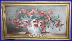 Vintage Still Life With Flowers Oil Painting Signed