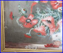 Vintage Still Life With Flowers Oil Painting Signed