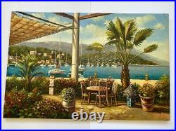 Vintage Stunning Mediterranean Landscape Oil painting On Canvas
