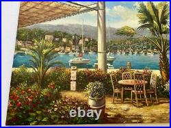 Vintage Stunning Mediterranean Landscape Oil painting On Canvas
