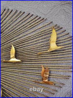 Vintage Sunburst Flying Geese Brutalist Metal Art C Jere Style Wall Sculpture