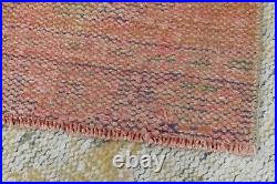 Vintage Turkish Runner Rug 2x10ft YELLOW Handmade Anatolian Oushak Hallway Wool