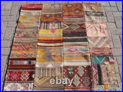 Vintage Turkish patchwork rug, gift for new home, rug for living room