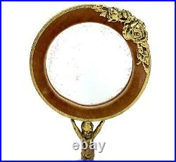 Vintage Victorian Ornate Swivel Style Brass Vanity Cherub Mirror Home Decor
