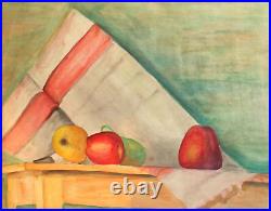 Vintage Watercolor Painting Still Life With Fruits