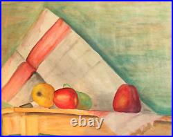 Vintage Watercolor Painting Still Life With Fruits