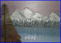 Vintage fauvist oil painting landscape lake signed