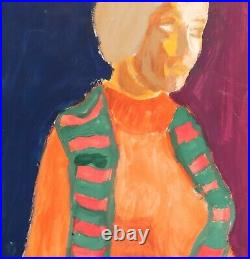 Vintage gouache painting portrait of woman
