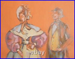 Vintage gouache/pencil painting theater costumes design