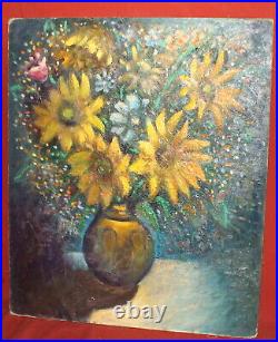 Vintage impressionist oil painting still life with flowers