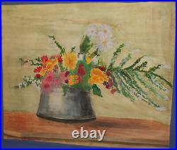 Vintage impressionist watercolor painting still life with wild flowers