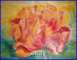 Vintage large impressionist oil painting flower