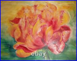 Vintage large impressionist oil painting flower