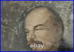 Vintage large oil painting portrait Vladimir Ilyich Lenin