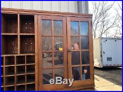 Vintage oak school house cabinet AWESOME kitchen potential 90.5w x 87 h x 15.5