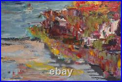 Vintage oil painting expressionist seascape landscape