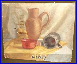 Vintage oil painting still life composition signed