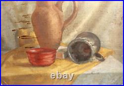 Vintage oil painting still life composition signed