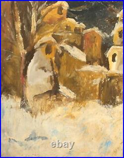 Vintage oil painting winter landscape