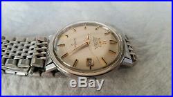 Vintage omega constellation date original pie pan dial bracelet watch running