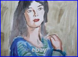 Vintage portrait of woman watercolor painting