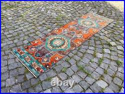 Vintage rug, Hallway rug, Runner rug, Turkish rug, Handmade, Wool 2,1 x 7,1 ft