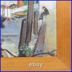 Vintage to antique American oil on artist board painting signed LU