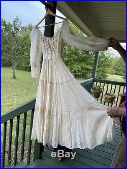 Vtg 1970s Gunne Sax Dress Size 9 Renaissance Festival Hippie Prairie Wedding