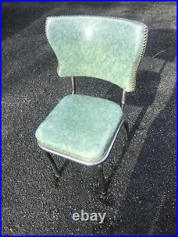 Vtg 40s 50s Retro Teal Chrome Kitchen Table Dinette 4 Chairs Classic Leaf Ex++