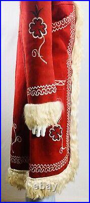 Vtg 70s Afghan Coat Penny Lane Almost Famous Boho Hippie Embroidered Sheepskin