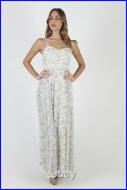 Vtg 70s Gunne Sax Dress Ivory Garden Floral Country Prairie Lace Wedding Maxi