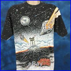 Vtg 90s STAR WARS WALT DISNEY STAR TOURS ALL-OVER PRINT T-Shirt L/XL disneyland