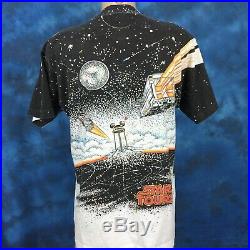 Vtg 90s STAR WARS WALT DISNEY STAR TOURS ALL-OVER PRINT T-Shirt L/XL disneyland
