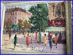 Vtg Antique Canvas Paris Scene Impressionist Orig Signed Brotman Ornate frame