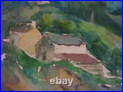 Vtg Antique Early 20th Cent. E A Trego Double Sided Watercolor Painting & Pastel