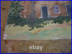 Vtg Antique Early 20th Cent. E A Trego Double Sided Watercolor Painting & Pastel